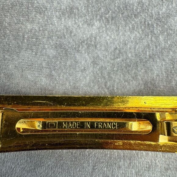 Chanel Vintage Logo Embossed Gold Hair Clip Barrette - Picture 6 of 9